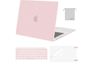 MOSISO Compatible with MacBook Air 13 inch Case M1 2021 2020 2019 2018, Hard Shell for MacBook Air M1 Case 13.3 inch A2337 A2179 A1932 & Keyboard Cover & Screen Film & Storage Bag, Rose Quartz