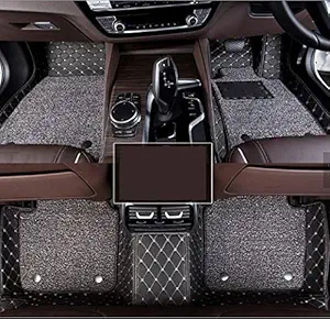 Faux Leather, uxury Leather Double Car Floor Mat Complete Set || 100% Waterproof and Washable ,Nylon 7D Car Floor Mats Compatible with (Maruti Suzuki Baleno (2015-2020))