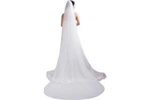 IBLUELOVER Brautschleier 3m Lang Doppel Schicht Hochzeit Schleier Weicher Tüll Brautkleidzubehör Handgefertigte Brautschleier Festlicher Schleier Damen Schleier Weiß Länge Hochzeitszubehör mit Kamm