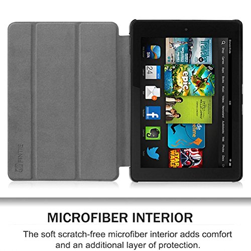Fintie Kindle Fire HD 7″ (2013 Modell) Smart Shell Case Cover Schutzhülle Tasche Etui Hülle Ultra Slim Lightweight mit Auto Schlaf / Wach Funktion (passt NUR zu Amazon Kindle Fire HD 7 2013 Modell), Houndstooth Schwarz - 3