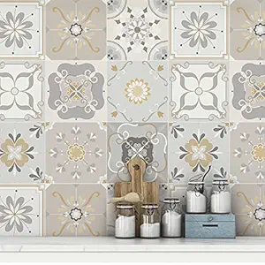 MOSAICOWALL MOSAICS OF NEW AGE WITH DEVCE Vinyl DIY Decorative Wall Tile Stickers 6 x 6 Inch (Pack of 27) - Style11