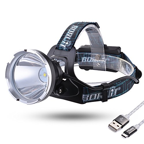 LED Stirnlampe, Sunix USB Wiederaufladbare LED Kopflampe Sehr hell 3 Helligkeiten, inklusive USB Kabel und Akkus, Perfekt fürs Joggen, Gehen, Campen, Lesen, Laufen, für Kinder und mehr