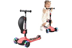 ‎BREMTOY BremToy Kinderroller, Tretroller mit LED-Rädern, Kinder Scooter mit Höhenverstellbarem Lenker, Faltbarer Kickscooter für Kinder von 1-12 Jahren