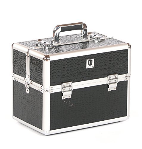 Urbanity Classic Professional Aluminium Beauty Case Makeup Box Black Crocodile