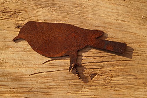 Edelrost Vögel mit Schraube zum Eindrehen in Holz 4 Vögel Metall - 7