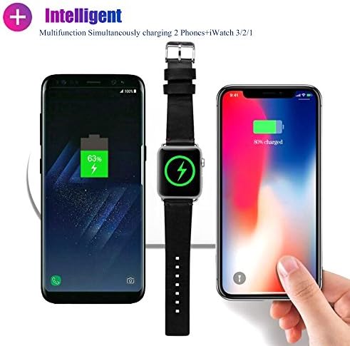 DBigness Mini AirPower Fast Wireless Charger, 3 in 1 Qi Fast Wireless Charger for iWatch 3/2/1,Ultra Slim Portable Wireless Charger for iPhone X/8Plus/8,Samsung Galaxy S9/9+/S8/S8+ (30W AC Adapter and British regulator connector Included)