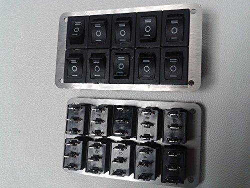 Preisvergleich Produktbild Schalterpanel 10x Wechsel-Schalter Edelstahlblende matt NEU sehr klein