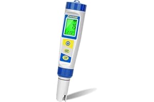 UIUZMAR Misuratore pH Cloro e Sale per Piscina, Tester Cloro Piscina Digitale, Controllo Livello pH e Cloro ORP Salinità EC TDS TEMP Piscine per Piscina, Acquario, Idroponica