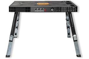 Établi Pliable 5 en 1 Fuxtec FX-WB - Multifonction Utilisable Comme Planche à Roulettes / Chevalet De Sciage / Table De Travail Ou Échafaudage - Prises Électriques intégrées