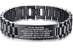PJ JEWELLERY To My Brother Gift Bracelet,Stainless Steel Inspirational Message Engraved Silicone Wristband Bracelet to Mens Brother Brothers in Law Graduation Christmas Birthday Gift from Sister Brother