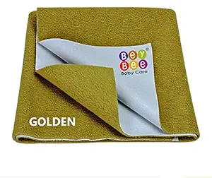 BeyBee Waterproof Baby Bed Protector Dry Sheet for Born Babies (Medium (100cm X 70cm), Golden)