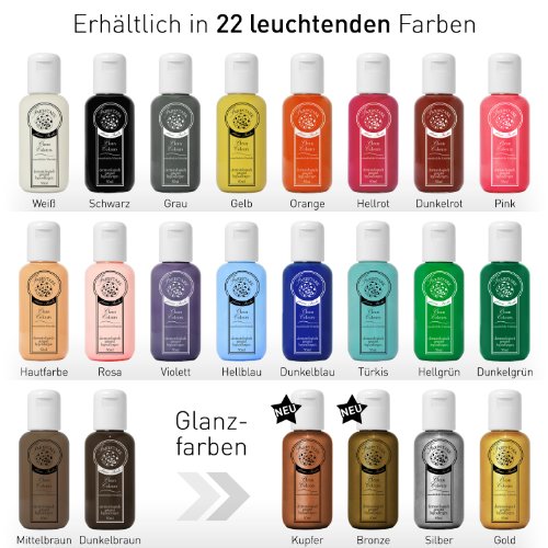 Farbstark Bodypainting Farben – hautfreundliche Körperfarbe in Profi Qualität (auch für Airbrush geeignet), Set: 50 ml Farbe Weiß + Schminkschwamm - 2