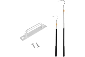 TINOALY Dachbodenleiter-Zugsystem, Dachbodentreppen-Zugset Inkl. Teleskop-Zugstange, bis zu 164cm Verlängerung mit Griff aus Aluminiumlegierung und Edelstahlhaken für Dachbodenleiter-Zubehör