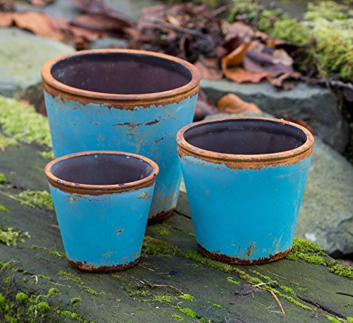 Glasblumentopf VINTAGE blau 12 cm Ø 13 cm von Sandra Rich - 2