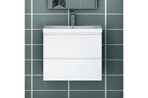 Acezanble Waschtisch mit Unterschrank 50 cm Hochglanz Weiß Badmöbel Gäste WC