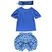TiaoBug Baby Girls Outfits Bowknot Top T-Shirt Shorts Pants with Headband Clothing Set 6-12 Months Blue