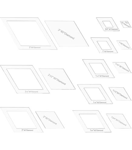 Nbeads 6 Pcs Quilting Gabarit, 6 Tailles Gabarit De Matelassage En Losange Avec Anneau à Charnière De Reliure Pochoirs De Couture Pour Patchwork Matelassage Bricolage Décoration Scrapbooking