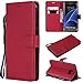 Produktbild Samsung Galaxy S7 Edge Hülle,Galaxy S7 Edge Handyhülle,Roreikes Premium PU Leder Brieftasche Ledertasche Soft TPU Innere Weich Silikon Anti-Kratzer Schutzhülle Monochrome Case Flip Cover Bumper Etui Kartenfächer Magnetverschluss Design und Standfunktion Lederhülle für Samsung Galaxy S7 Edge 5.5 Zoll-Rot