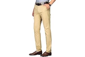 Kuson Pantalon Homme Anti-Rides 100% Coton Taille Normale Tube Droite Décontracté