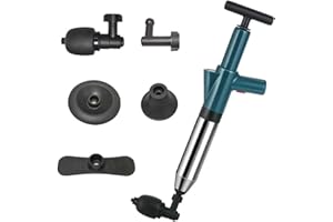 ALLILUYAA Déboucheur de Toilette à Air Comprimé, Déboucheurs Ventouses avec Baromètre, Ventouse Deboucheur WC avec 4 Têtes de Piston et Gonfleur, Débouchage pour Toilette, Évier, Baignoire