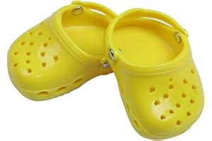 Aeromdale Doll Shoes - Candy Color Love Hole Slippers Sandals for 18 Inch Dolls - Yellow - 1 Pair