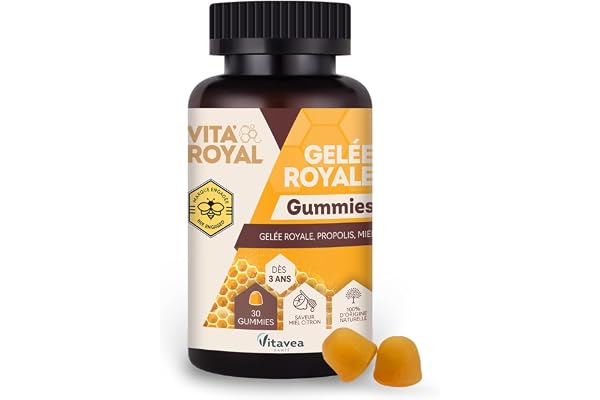 Vitavea - Gummies Gelée Royale - Bienfaits Naturels de la Ruche - Tonus et Vitalité - Gelée royale, Propolis, Miel - 30 gummies - 15 jours - Saveur miel citron - Conçu en France