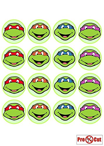 Vorgestanzte Cupcake-Dekoration Teenage Mutant Ninja Turtles, aus Esspapier, 40 Stück