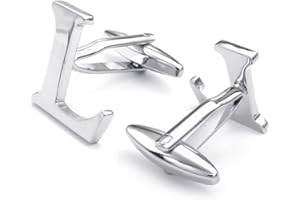 HONEY BEAR Gemelos Camisa de hombre de metal, Acero inoxidable,Nombre Carta Letra Iniciales A-Z,plata