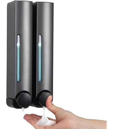 Zeepdispenser voor aan de muur - wandmontage - 2 stuks - zwart - 300 ml