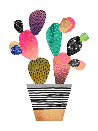 Poster 30 x 40 cm: Happy Cactus di Elisabeth Fredriksson - Stampa Artistica Professionale, Nuovo Poster Artistico