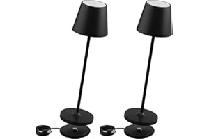 K-Bright Ściemniana lampa stołowa LED, nadaje się do użytku wewnątrz i na zewnątrz, możliwość ponownego ładowania, ciepła biel 3000 K, designerska lampa stołowa, kontakt ze stacją ładującą, czarna (2