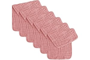 Cubble 6 pack Large Muslin Burp Cloths, 100% Cotton, 6 Layers Baby Washcloths, Baby and Newborn Essentials, Extra Soft and Absorbent, 50 x 25cm (Blush)