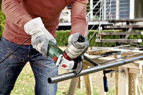 Bosch Amoladora PWS 850-125, Empuñadura antivibración, cubierta protectora, maletín (850 W, velocidad de giro en vacio: 12.000 min-1, Ø disco lijaor: 125 mm)