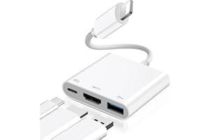 Quevati Adattatore HDMI OTG per 1Phoe, adattatore HDMI AV digitale 1080P con presa USB e porta di ricarica, compatibile con 1Phoe 14131211XSXRX876, supporto unità flash USB, tastiera MIDI