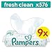 Produktbild Pampers Fresh Clean Feuchttücher, 9 Packungen, 576 Feuchttücher