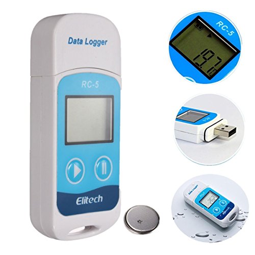 Mini USB Temperatur Data Logger Temp Rekorder Interner Externer Sensor Hohe Genauigkeit Temperatur Datenlogger 32000 Punkte Record Kapazität Wasserdicht nach IP67-Upgrade für Lager Labor und Hause usw. - 2