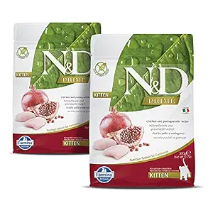 FARMINA N&D Prime - Chicken & Pomegranate- Grain Free - Cat Dry Food - Kitten (Pack of 2, Each 300Gms)