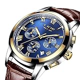 FOVICN Herren Uhr Analog Quarz mit Leder Armband L-001