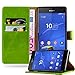 Produktbild Sony Xperia Z3 Hülle in GRAS GRÜN von Cadorabo - Handyhülle Luxury Design mit Magnetverschluss Standfunktion und Kartenfach Case Cover Schutzhülle Etui Tasche Book Klapp Style
