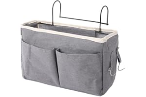 ‎CROSELYU croselyu Home Multifunktionale Nachttisch-Hängetasche, College-Schlafsaal, Nachttisch, Stoff, Hängekorb, Bett-Unordnung, Sortierung, Aufbewahrungstasche, Magazin, Buch, Aufbewahrungstasche (Grau)
