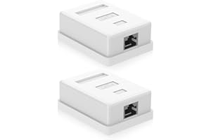 VCELINK Cat6 RJ45 Netzwerkdose Aufputz, geschirmt, 1-Port, kompatibel mit UTP Cat6/Cat5e/Cat5, verseilten oder soliden Netzwerkkabeln, 2 Stück, Weiß