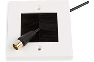 G-PLUG Cable Pass Through Wall Plate Faceplate with Brush – White Single Gang Cover for HDMI, TV, Ethernet, Speaker Wires – Easy to Install, Clean Cable Management Solution