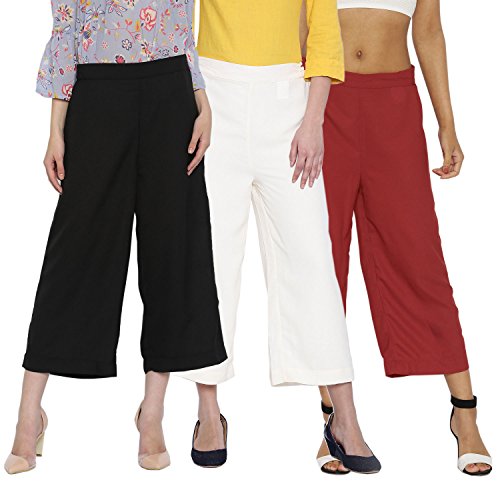 Pixie Womens Solid Color Casual Culottes Black, White and Maroon - Free Size RS.349 (61.00% Off) - Amazon