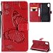 Produktbild FNBK iPhone XR Hülle Rot Schmetterlings Handyhülle Ultradünn Etui PU Leather Holder Flip Wallet Tasche Leder Schutzhülle Magnetverschlüsse Kartenfächer Stand Lederhülle Case