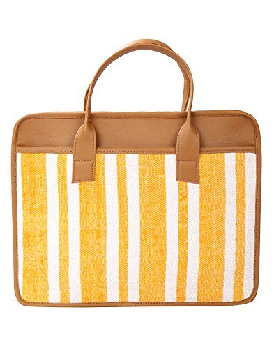 Preisvergleich Produktbild Stilvoll Gedruckt Baumwolle Laptop tasche Gelb Gestreift Von Rajrang