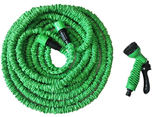 30.5 meters / 100 feet extendable flexible garden hose Flexible hose with knee safety from 3-layer natural latex 7 spraying functions / extension hose / stretchable up to 30.5 meters / 100 feet (100 Ft) - 2