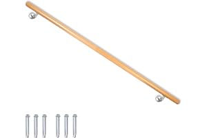 V2AOX Beech Wood Handrail Stair Railing for Stairs Wall Handrail Wall Side Mounting Selection Length 80-500 cm, Length: 120 cm
