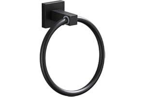 LSDZHK Handtuchring aus Edelstahl, mattschwarz, Wandmontage, Badezimmer-Handtuchhalter, Handtuchhalter für Badezimmer, Organizer, Küche (schwarz-rot)