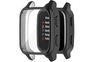 BYISYUE Etui do Garmin Venu Sq 2/Sq 2 Music, folia ochronna, silikon TPU ochrona wyświetlacza Case Cover, ochrona przed zarysowaniem i kurzem, obudowa do Garmin Venu Sq/Sq Music (czarne)