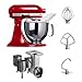 Produktbild Kitchenaid KSM150PSEER + MVSA Kitchenaid 5KSM150PSEER Küchenmaschine Serie "Artisan" plus Zubehör mit 3 Trommeln, rot